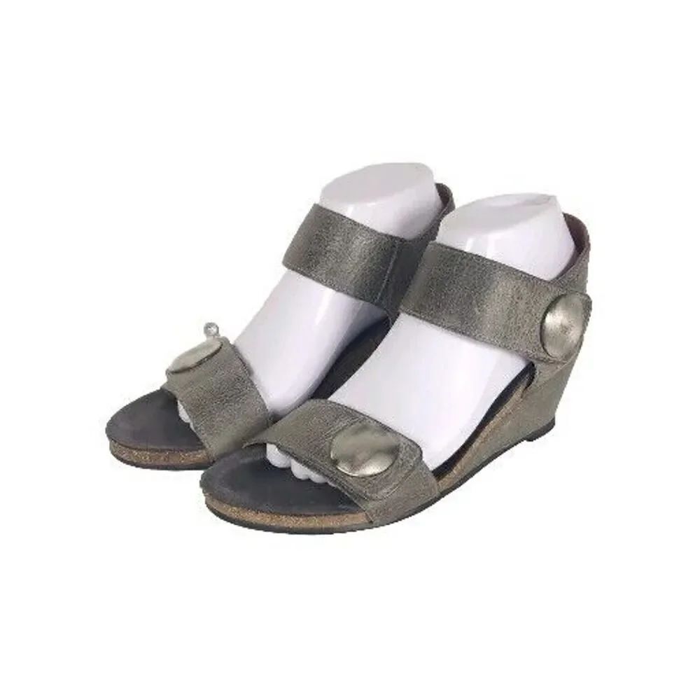 Taos Women’s Carousel 2 EU39 US 8-8,5 Gray Leather Wedge Strappy Sandal Shoes